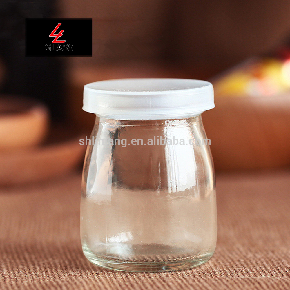 China Gold Supplier for White Design Luxury Candle Jars - Shanghai linlang wholesale high flint pudding/milk/yogurt glass jar with lid – Linlang