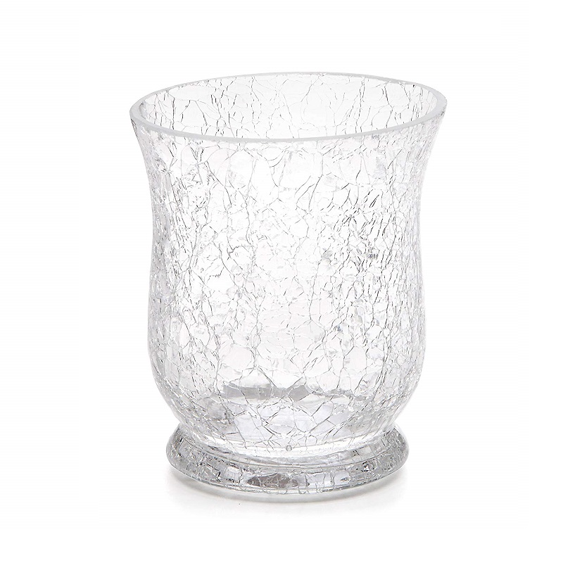 Renewable Design for Gold Cosmetic Packaging - Shanghai Linlang Wholesale Clear Glass Candle Holder Crackle Glass Hurricane Candle Holder – Linlang