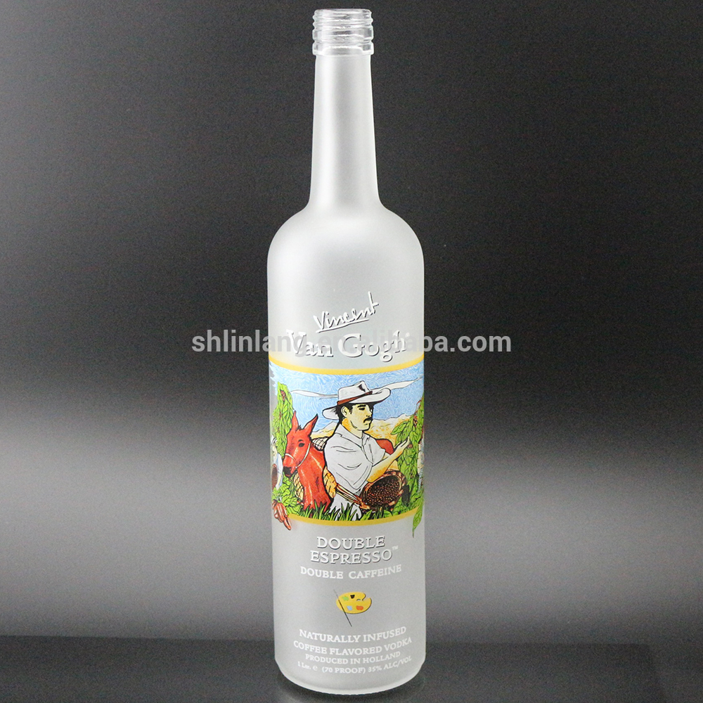 Shanghai linlang Van Gogh painting Luxury 1 liter liquor alcohol vodka glass bottle