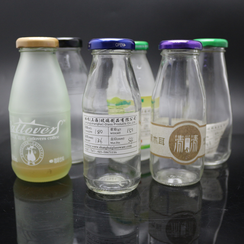 Juice Use and Glass Material 6oz Small Round glass bottle beverage bottles Wholesale