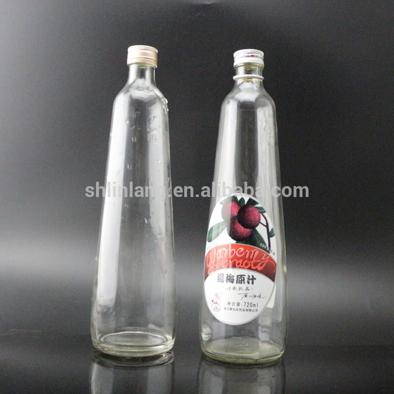por encargo de cristal botella de jugo de 720 ml con tapón de