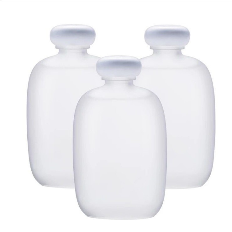 Manufactur standard Feeding Bottle Baby - Custom Flat Round glass bottle beverage design Frosted Juice Milk Wine bottle Wholesale – Linlang