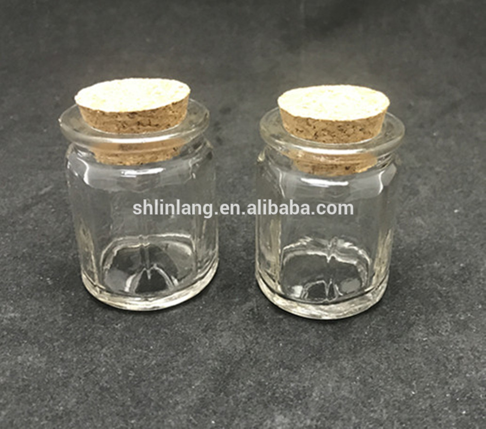 منتجات Linlang الزجاجية الساخنة ، جرة زجاجية بغطاء من الفلين ، جرة زجاجية صغيرة 30 مل
