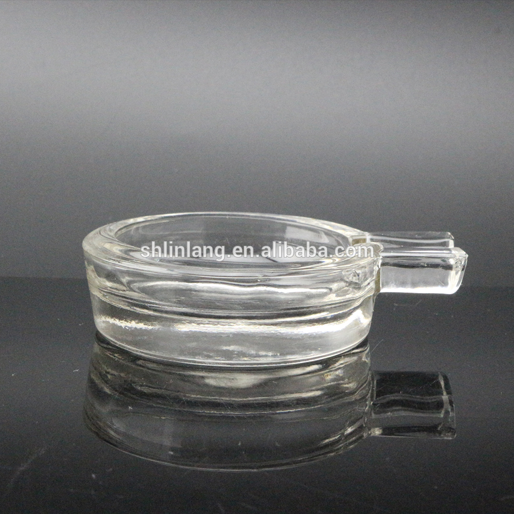 Factory Price Candle Glass Jar Glass Lid - Clear Short Tealight Glass Candle Holder With Handle – Linlang