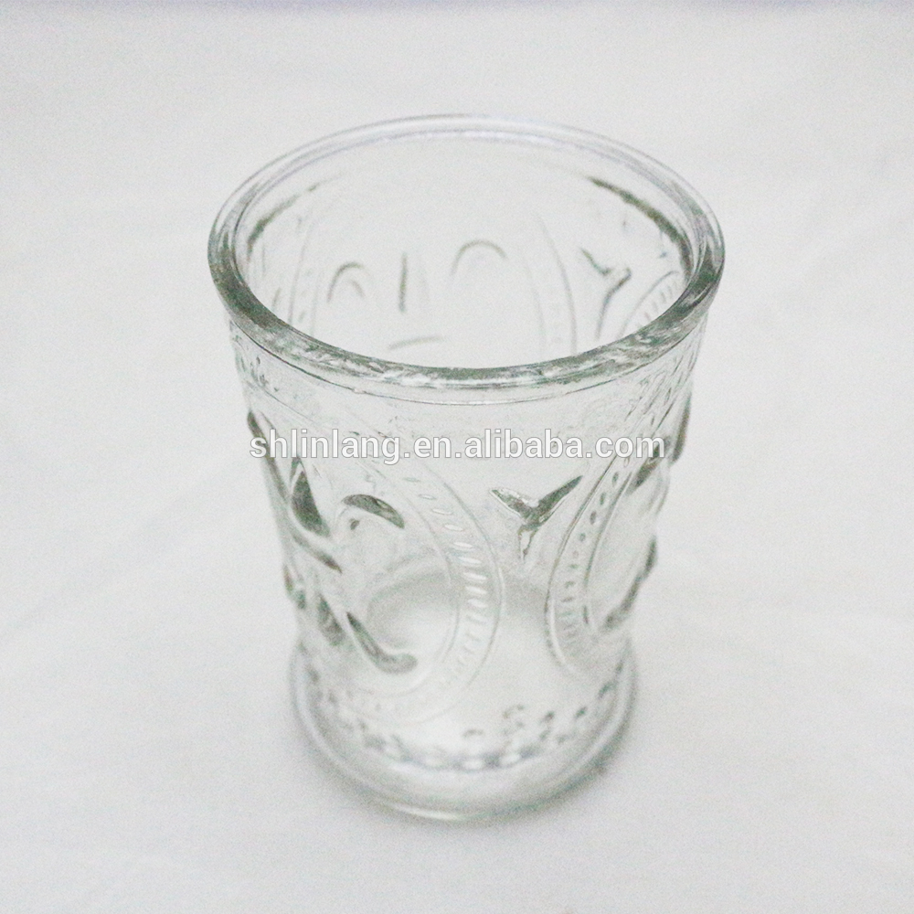 homeware decoration glass candle cup with embossment
