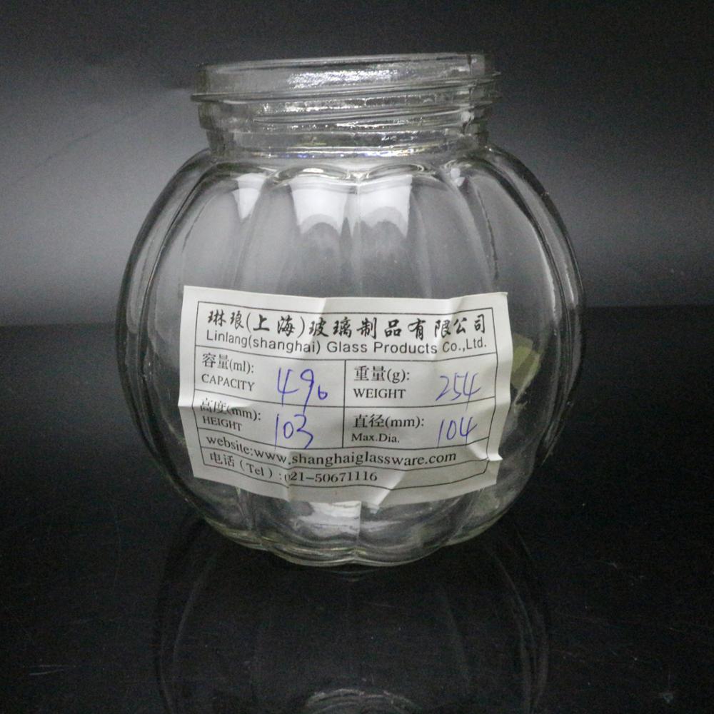 Італьянская 14 "х 15" светла-зялёны аква Collect Вялікі гарбузы Форма шкла Jar оптам для мёду 16oz 7oz