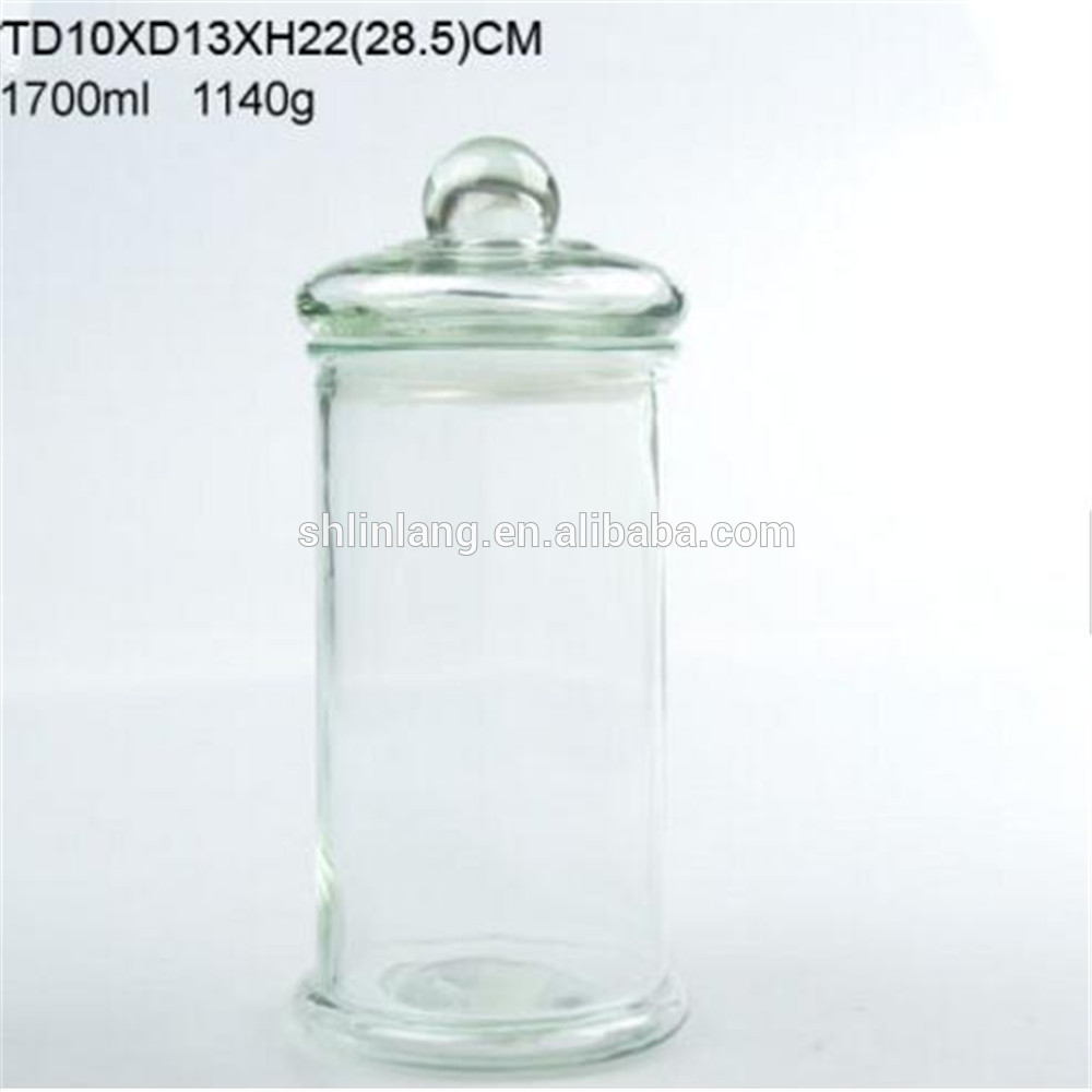 Linlang 1700ml H barrel glass storage jar with mushroom shape glass cap