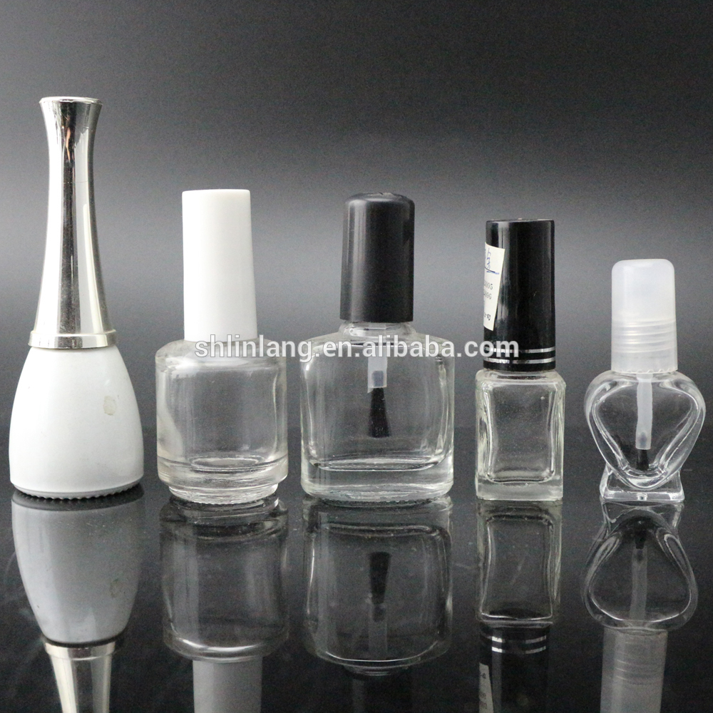 shanghai linlang factory direct empty glass nail polish bottle long cap with brush