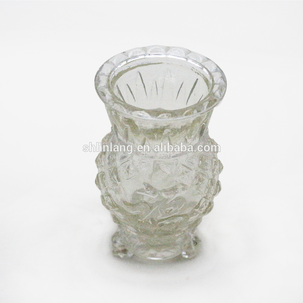 small size Vivid Pineapple shape embossed glass candlestick holders