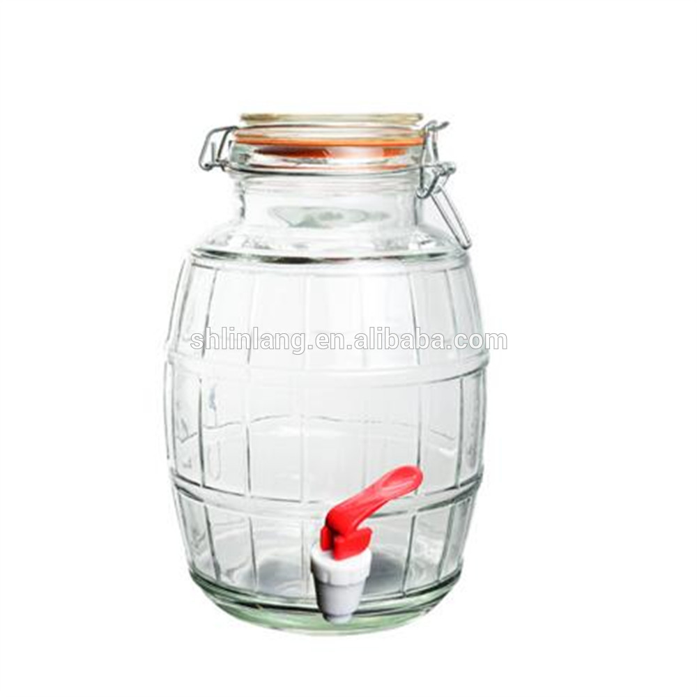 Linlang new design clear glass jars with lid with faucet