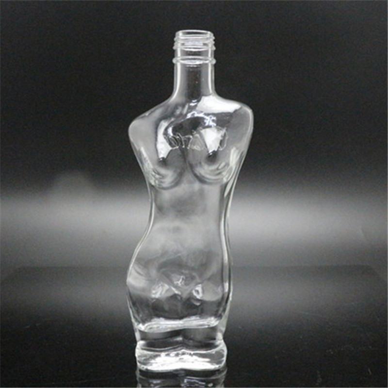 Linlang pabrik penjualan langsung kaca botol bentuk tubuh wanita 250ml untuk saus atau anggur