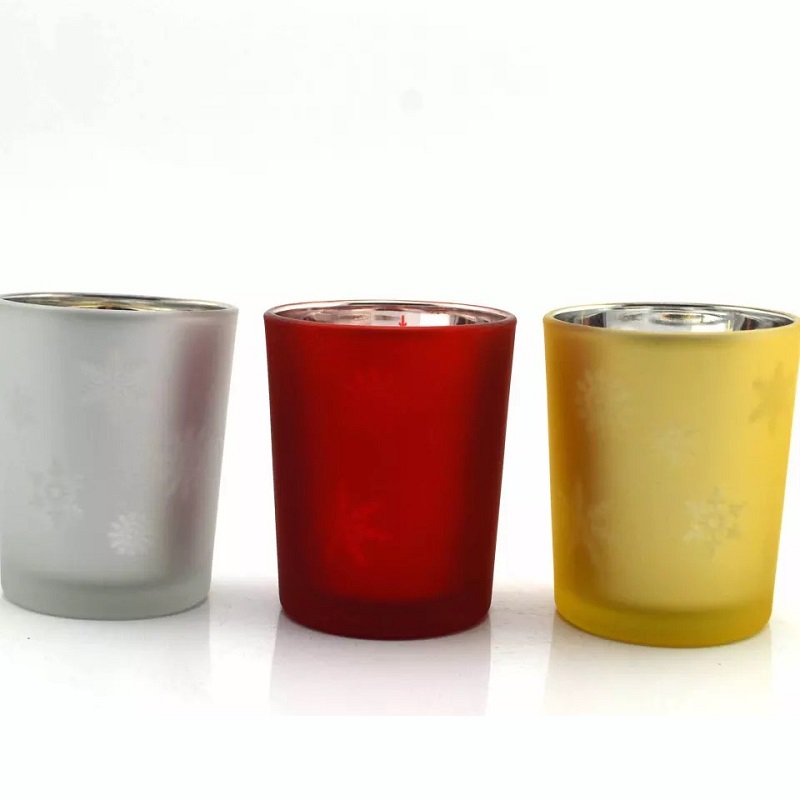 Shanghai Linlang Christmas Decorating Frosted Glass Candle Jar Glass Shade and Votive Candle Holder