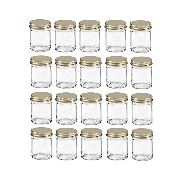Nakpunar 2 oz Glass Jars with Gold Metal Lid for Creams Honey Shot Glasses
