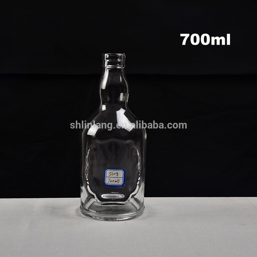 Shanghai Linlang high quality 700ml glass bottles customise vokda spirit bottle