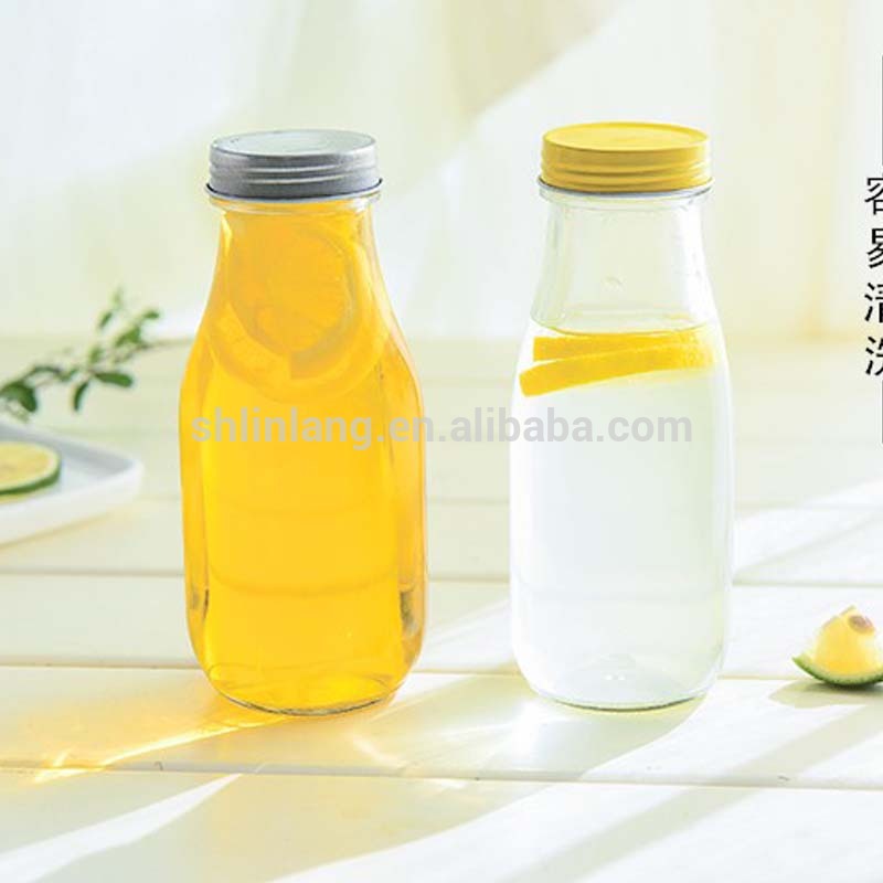 square shape large glass bottle for beverage juice 350ml