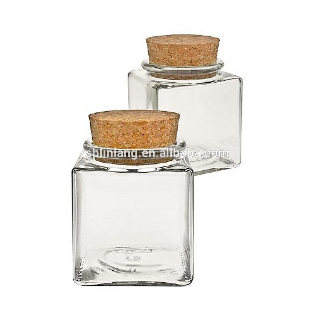 Linlang shanghai factory direct sale glass spice jar with cork lid