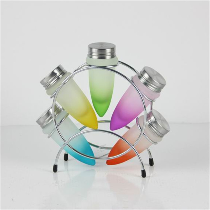 مصنع لينلانغ شنغهاي منتجات الأواني الزجاجية مجموعة جرة التوابل الزجاجية 5 قطع مجموعة واحدة