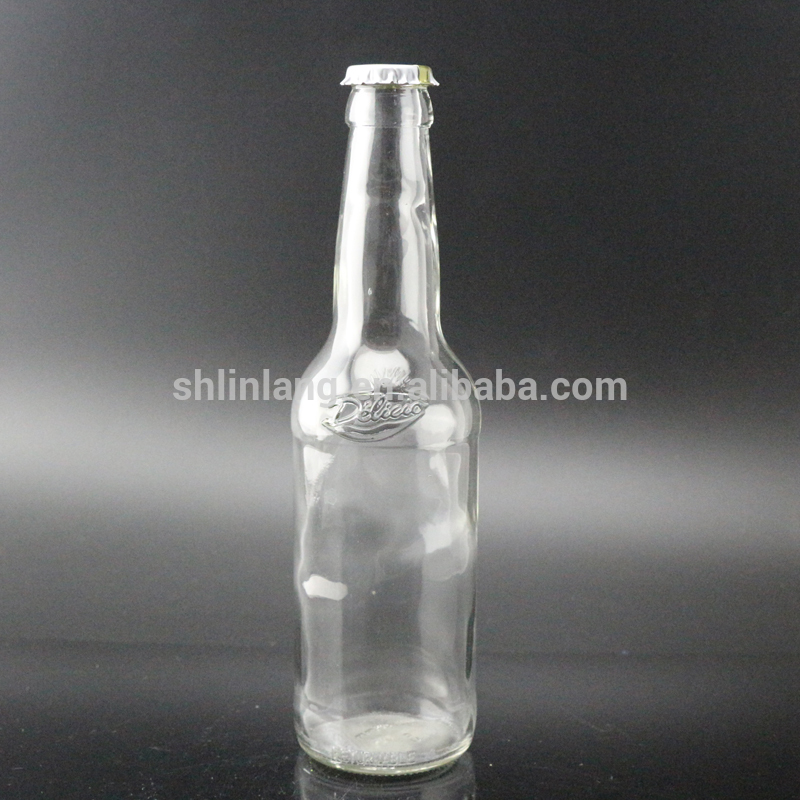 Wholesale manufacture 330ml bevergae glass bottle with engrave logo