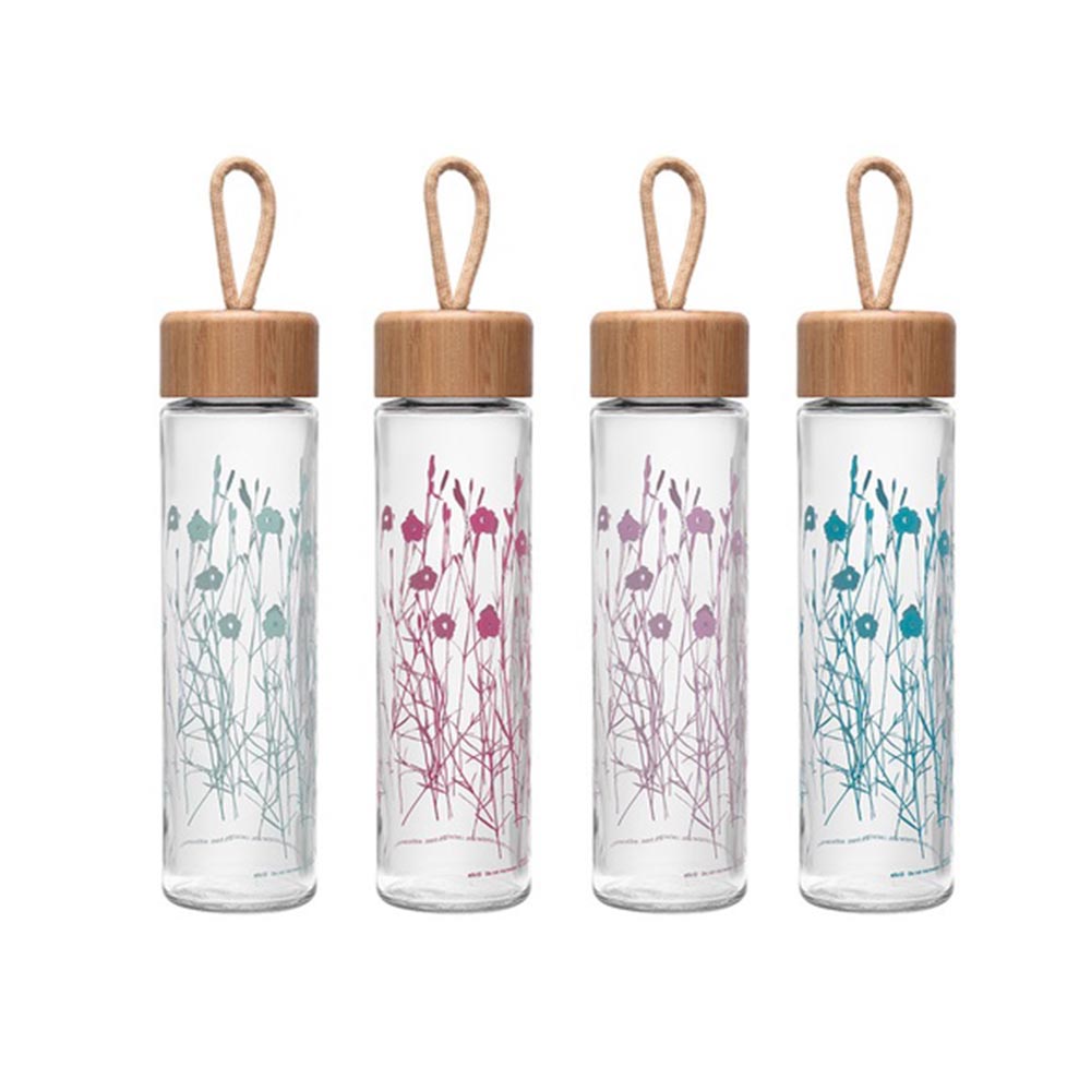 Linlang الساخن بيع المنتجات الزجاجية زجاجة ماء زجاجية مع غطاء الخيزران