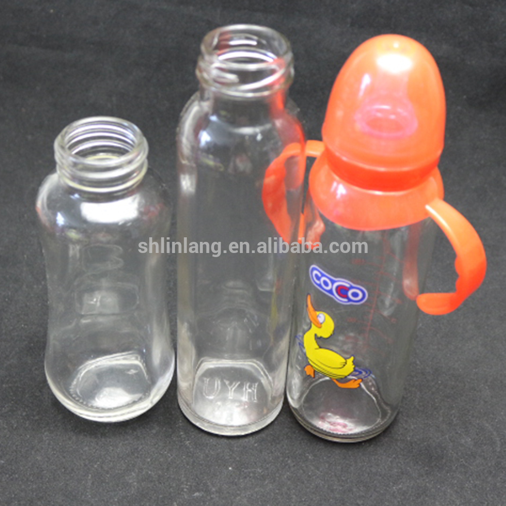 2017 Jiangsu baby custom design glass bottle feeding,180ml glass milk bottle