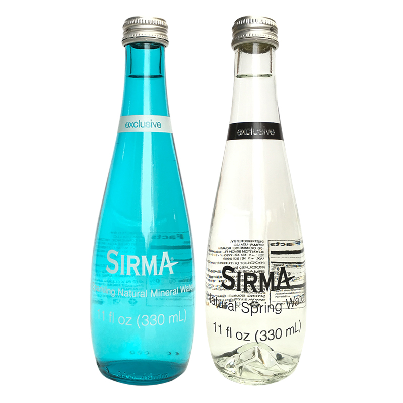botellas de agua mineral de botella de vidrio azul Linlang