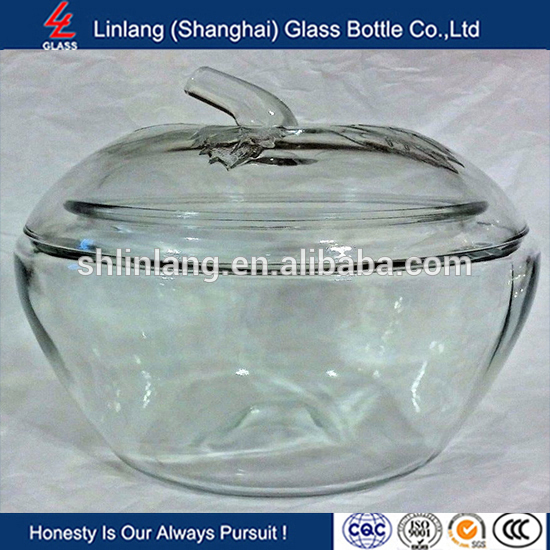 Linlang hot welcomed glass products,apple shape candy jar