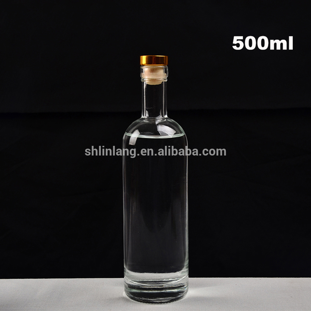 Shanghai linlang Custom 500ml Spirit Alcoholic Beverage Glass Flint Bottles With T Cork