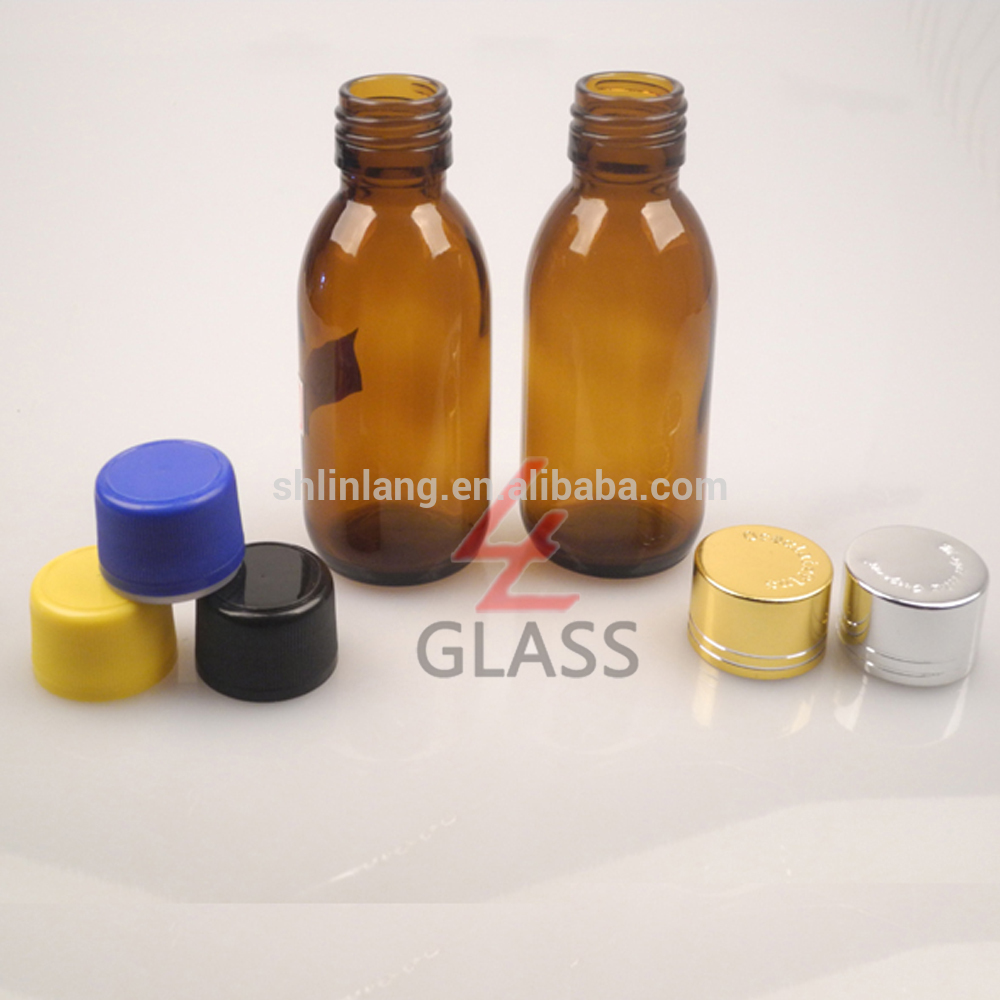 Europe style for Childproof Glass Bottles - glass amber pill bottle with plastic screw cap – Linlang