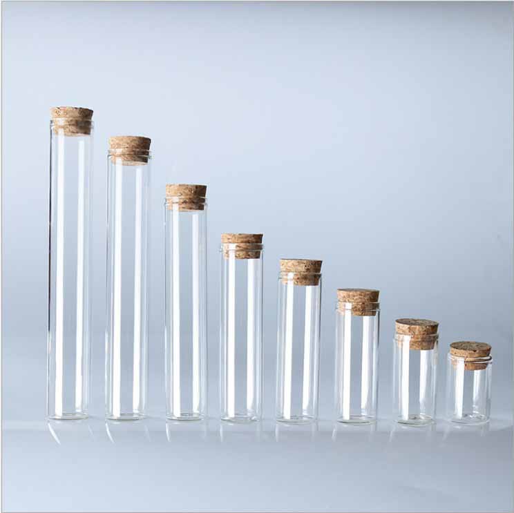 Empty 15ml 30ml 100ml Glass Bottles Vials Jars Test Tube With Cork Stopper Empty Jars Transparent Clear Bottles