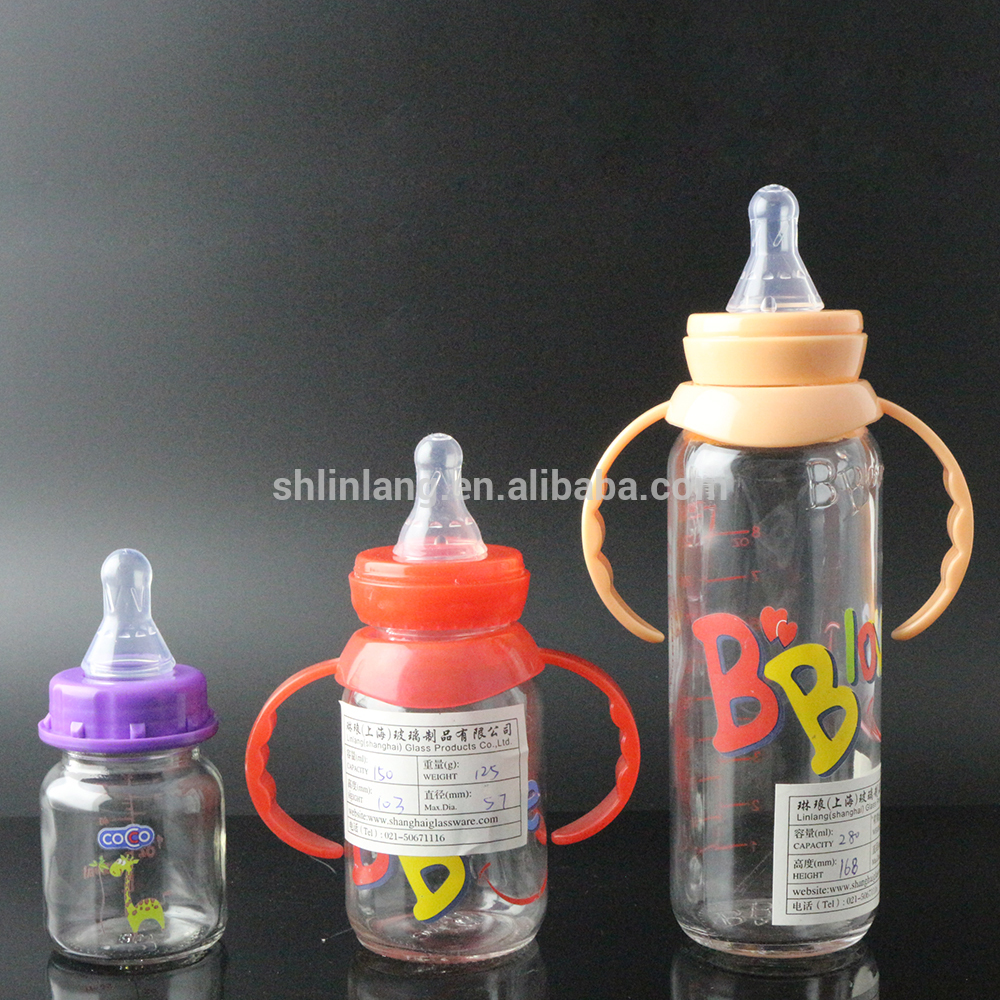 Shanghai Linlang Baby Products Customized Logo Glass Baby Feeding Bottle Manufacturers bpa free