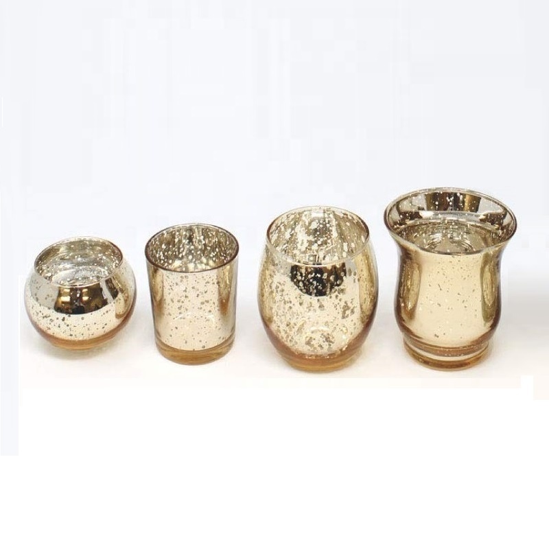 Factory wholesale 10 Ml Essential Oil Bottle - Shanghai Linlang Wholesale Different Size Bulk Gold Mercury Glass Votive Candle Holders – Linlang