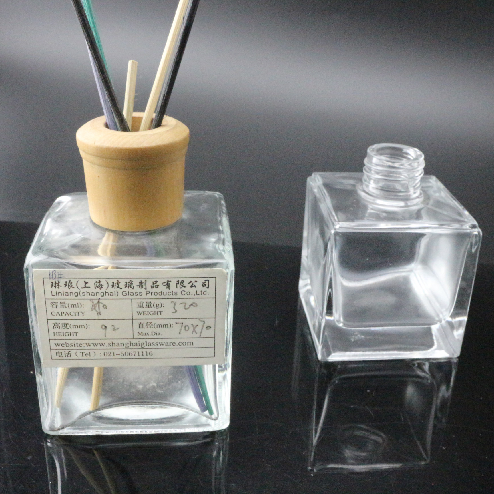 Botol kaca Diffuser Fragrance 9.6cm tinggi botol 200ml kaca Penyebar kuasa dua