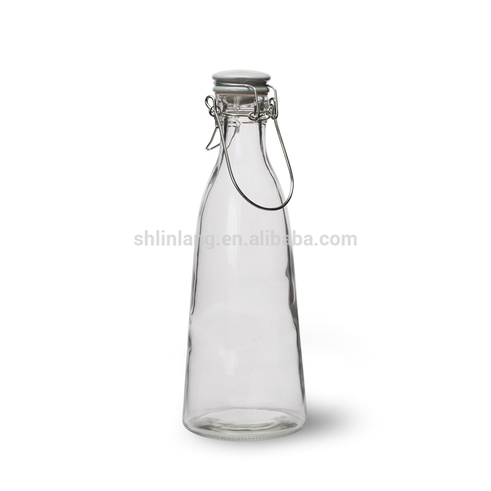 सिरॅमिक lids सह शांघाय linlang 1000ml व्हिंटेज ग्लास दूध बाटल्या