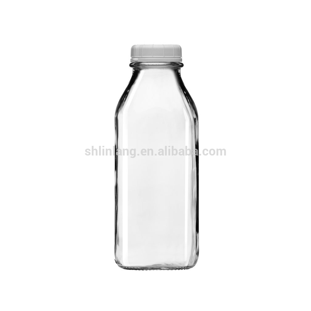 glass small milk bottle with plastic cap