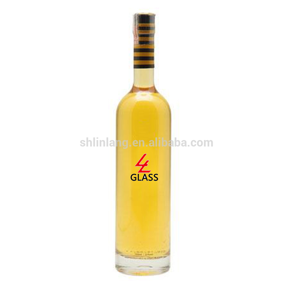 Shanghai linlang 750ml slender neck rum spirit alcohol glass bottle