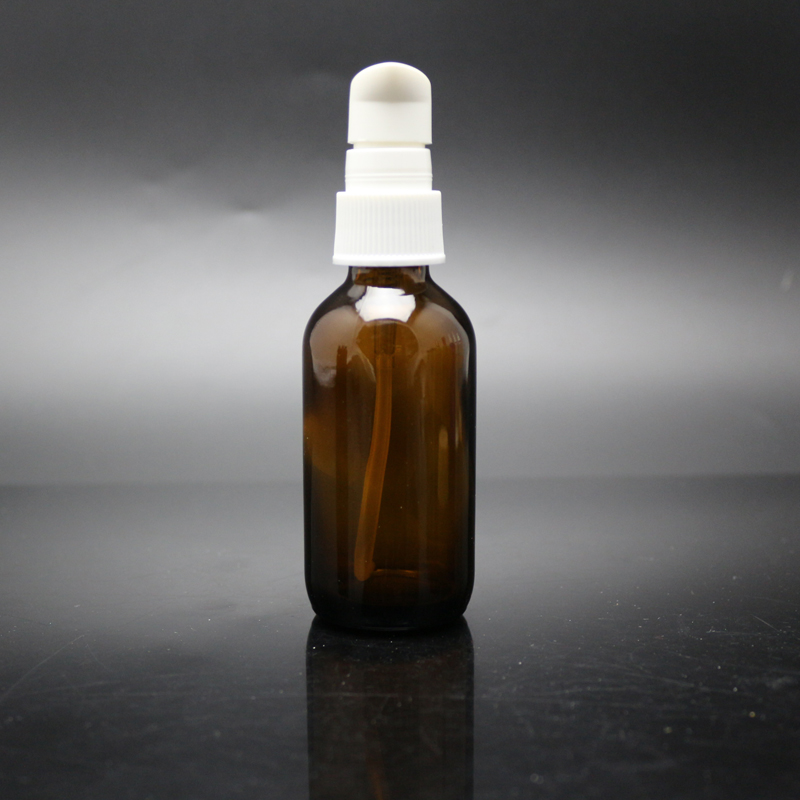Best Selling Essential oil use 50ml Amber Glass Bottles With Press Pump Cosmetic Packaging Wholesale
