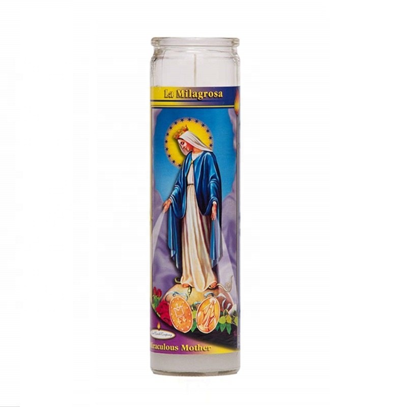 Linlang Shanghai Wholesale 8 inches 7 Days Hispanic Mexican Glass Jar Religious Candles