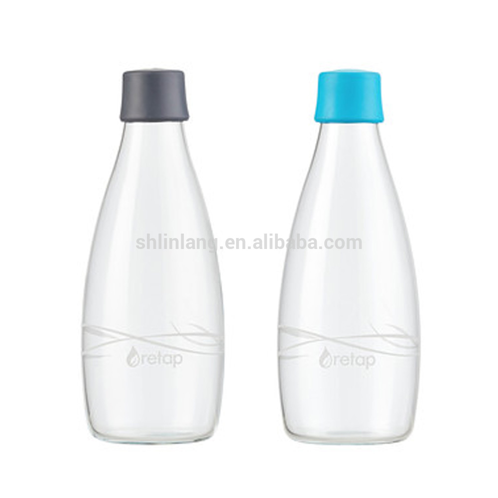 吸引ふた付きLinlang卸売ガラスびんガラス乳飲料ボトル