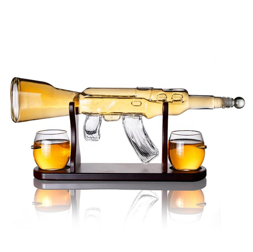 vaso de botella de vino de licor de vidrio en forma de pistola
