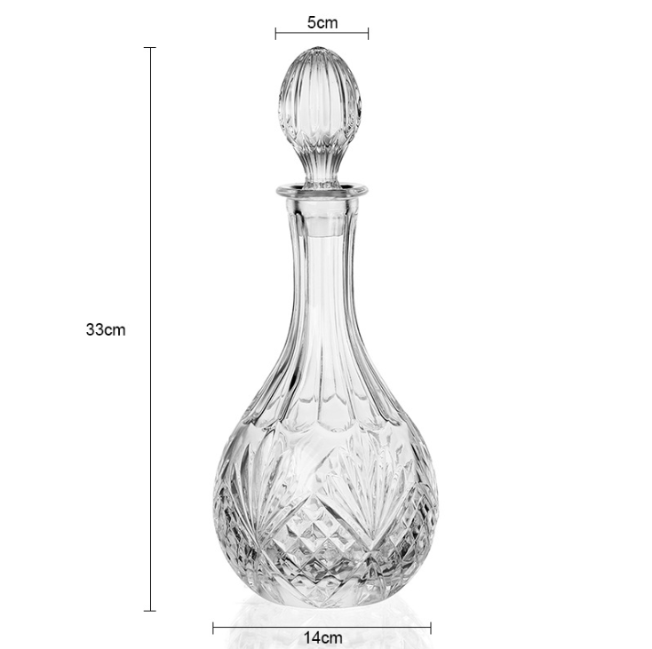 Velkoobchod nový design jedinečná luxusní láhev vína z křišťálového skla pro karafu na whisky