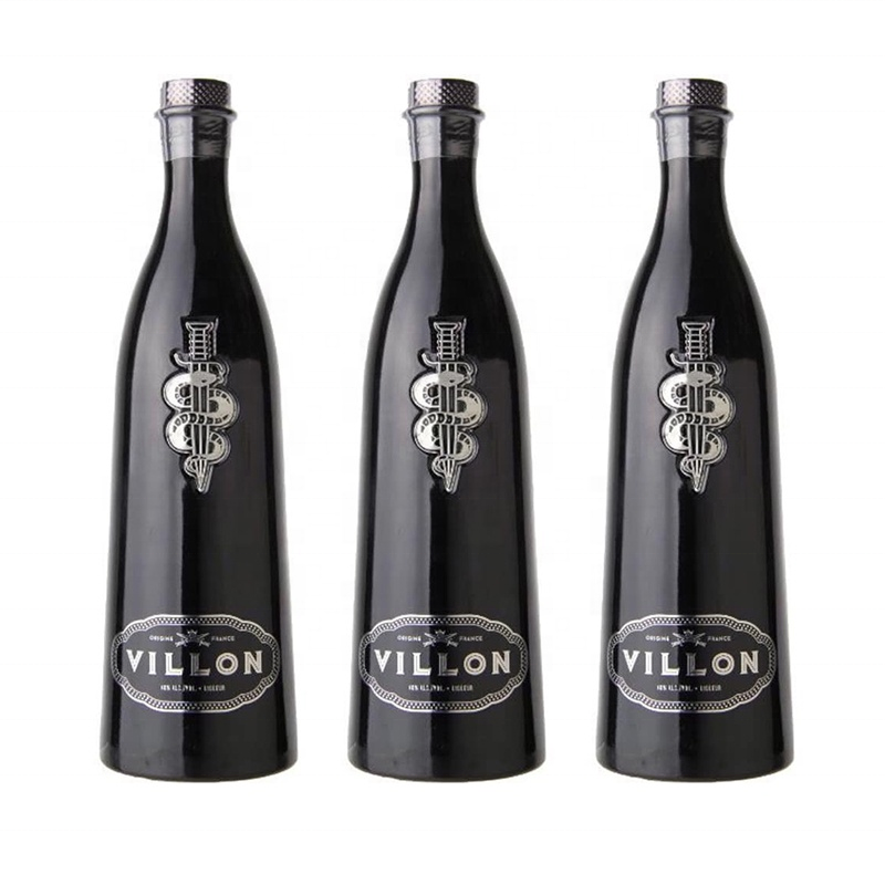 Shanghai SUBO custom design black embossed liquor bottle for 700ml 750ml vodka glass bottle