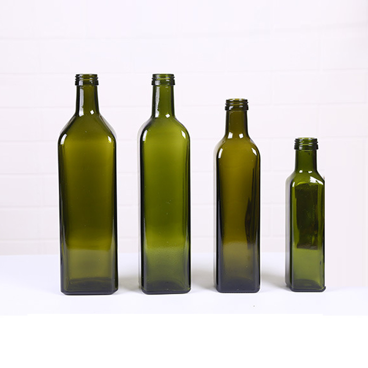 Оптовая темно-зеленая и коричневая стеклянная бутылка оливкового масла / стеклянная бутылка растительного масла