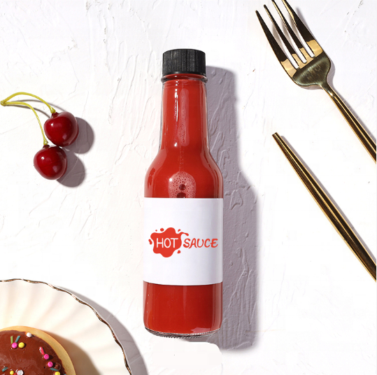 Linlang shanghai venta caliente de grado alimenticio botellas de salsa de vidrio premium personalizadas botellas de salsa picante de 5 onzas botellas de salsa picante 5 oz