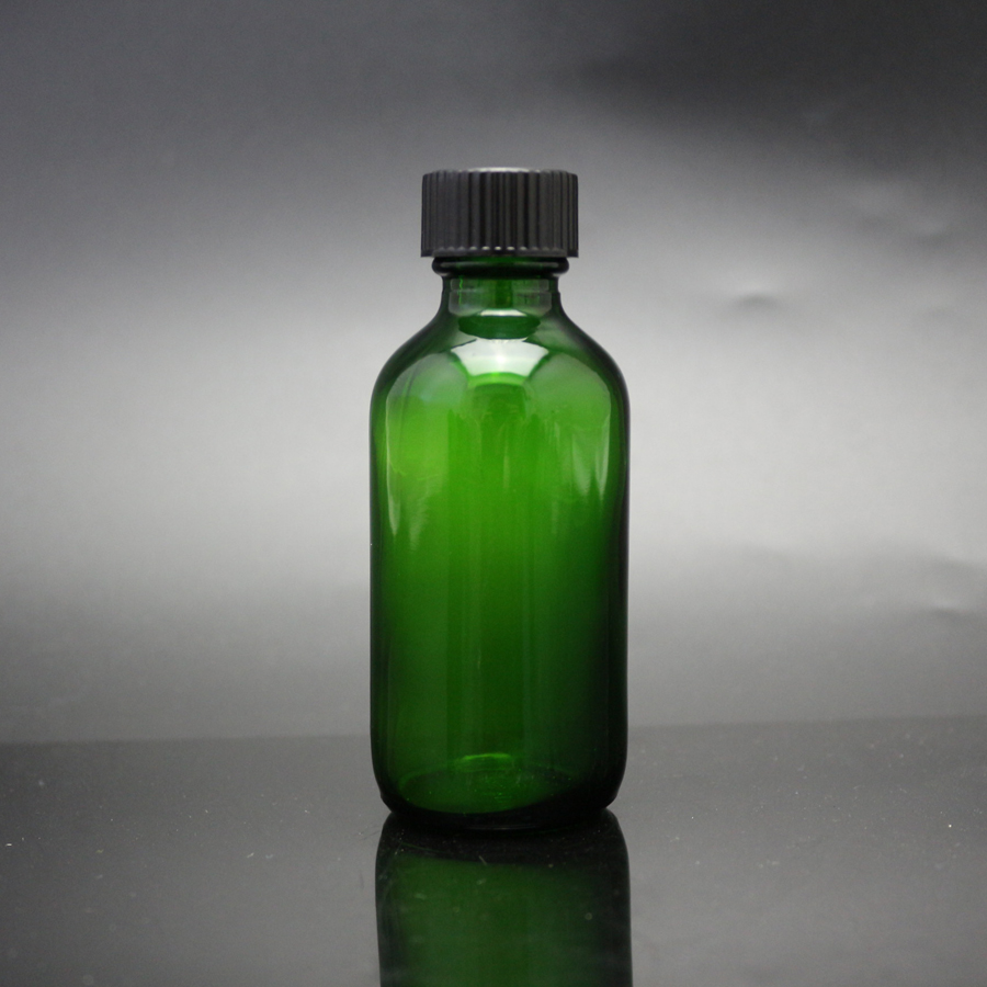 High Quality for Oil Burner Pipe - 1 oz Green Boston Round Glass Bottle with Black Cap – Linlang