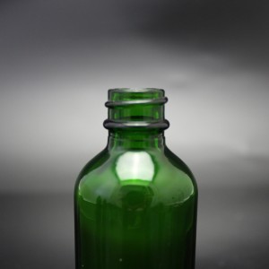 1 oz Green Boston Round Glass Bottle with Black Cap