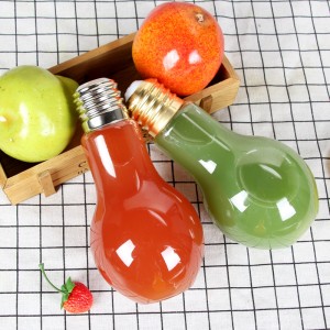 Light Bulb Bottle Glass with Screw Cap and Straw for Milk , Juice , Soft Drink Bottle