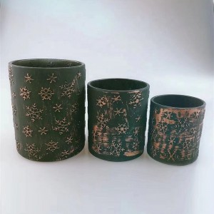 Linlang Shanghai Vintage Embossing Rustic Reindeer Glass Candle Holder Rustic Candle Jars