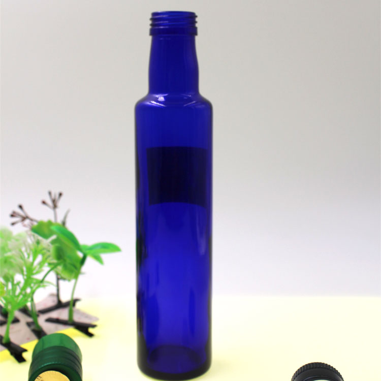 China New Product Glass Candle Holder - Mini Blue Olive Oil Glass Bottle 250ml Container – Linlang