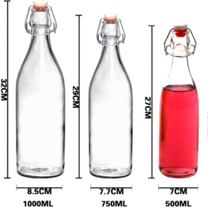 Novo deseño multi-funcional botella de zume de vidro encima con clip