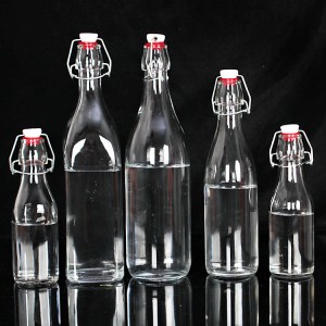 OEM / 250ミリリットルフルーツジュース/フリップトップエンドは、気密キャップでトップ飲料ガラスびんをスイング
